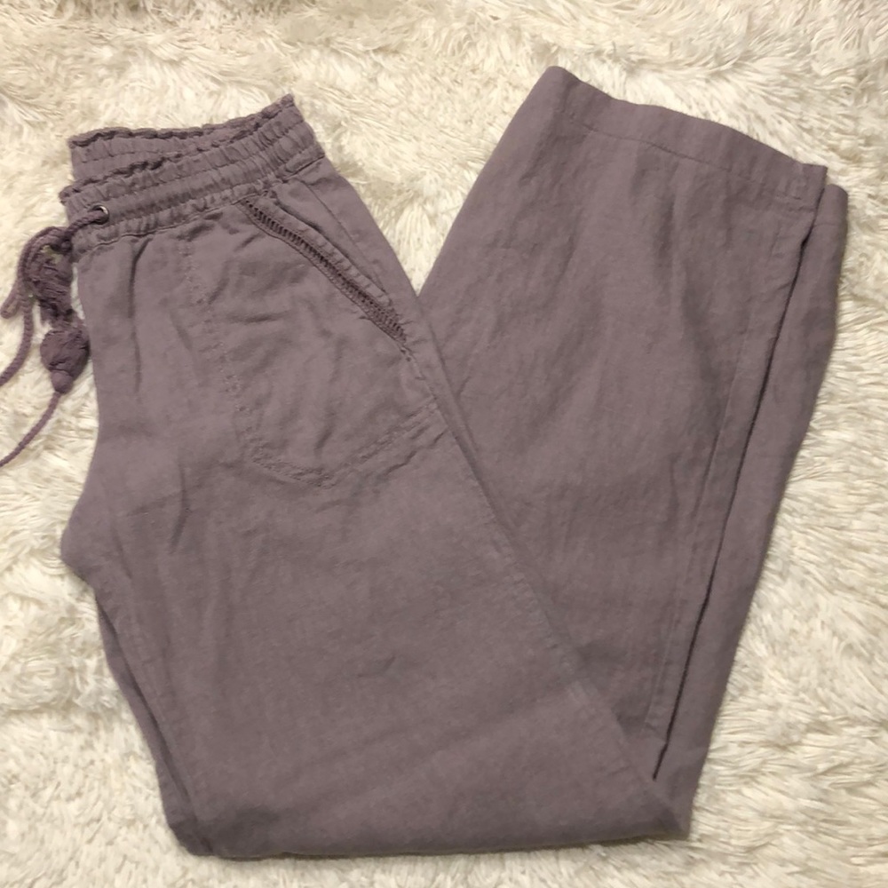 Linen Wide Leg Pale Purple Pants
